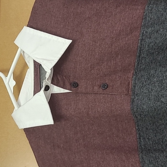 Burnside Size M Burgundy Grey Longsleeve Collared Top - Picture 5 of 9
